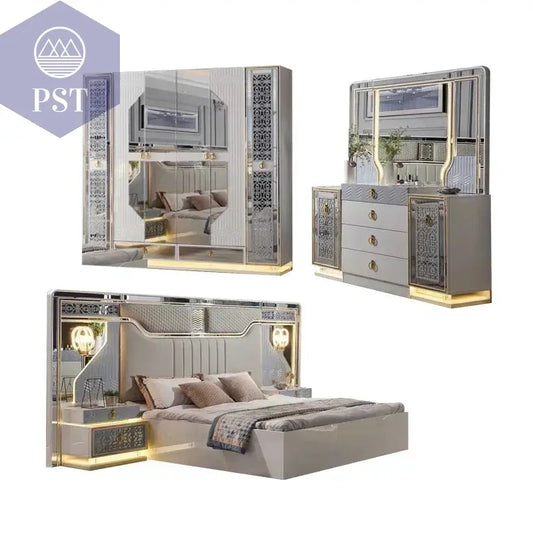 Elegantes Schlafzimmer Set Schminktisch mit LED-Spiegel Set PST PS Tradings Schminktisch PST PS Tradings PST PS Tradings