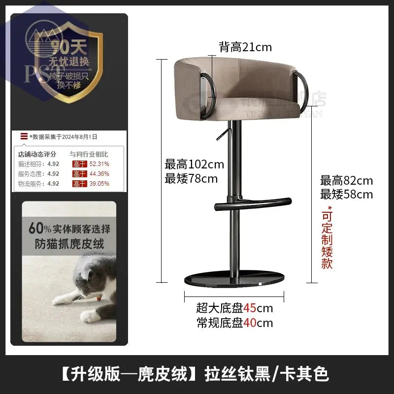 Coffee Shop Steel Bar Chair Luxury Gold Round Leather Modern Nordic Stools Kitchen Swivel Design Sgabello Cucina Alto Furniture       PST PS Tradings