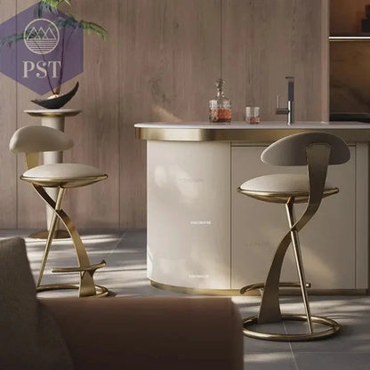 Designer Licht Luxus Bar Stühle Italienischen Hohe Hocker Hause Edelstahl Café Küche Rückenlehne Bar Stuhl Kreative Bar Möbel       PST PS Tradings