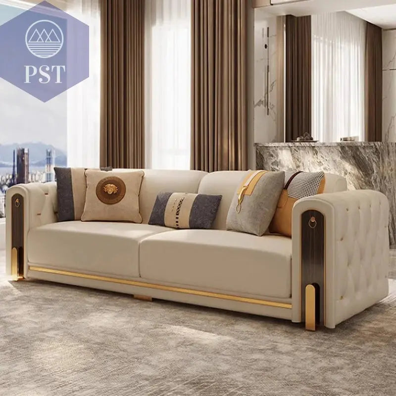 Elegantes Leder Sofa Set Luxus Couch PST PS Tradings Sofa PST PS Tradings  PST PS Tradings Elegantes Leder Sofa Set Luxus Couch Sofa