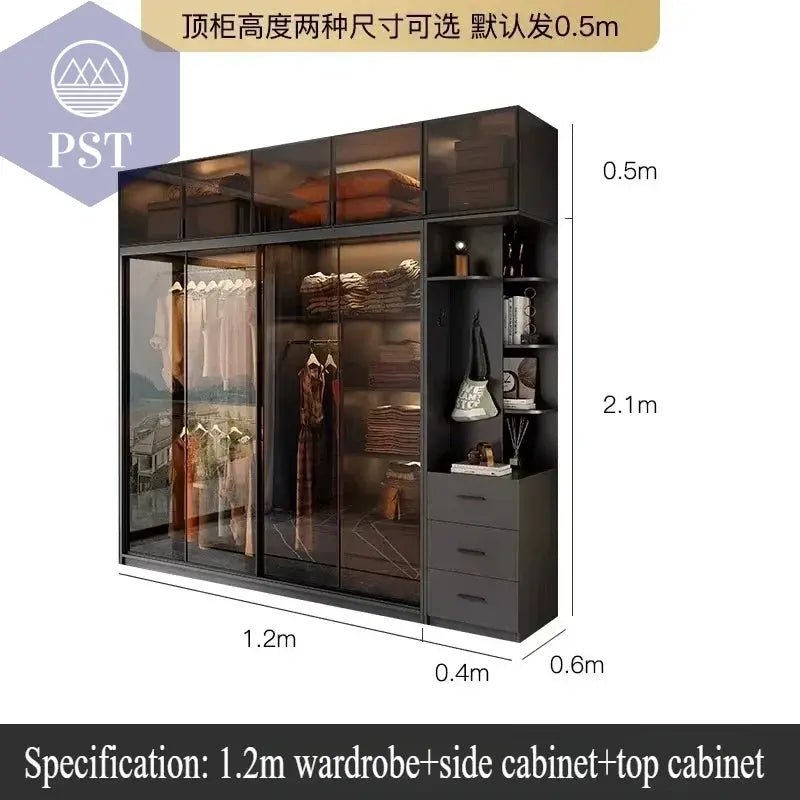 Kleiderschrank Modul Schrank Ankleide für Schlafzimmer Glasschrank PST PS Tradings Möbel PST PS Tradings 160x60x260cm PST PS Tradings