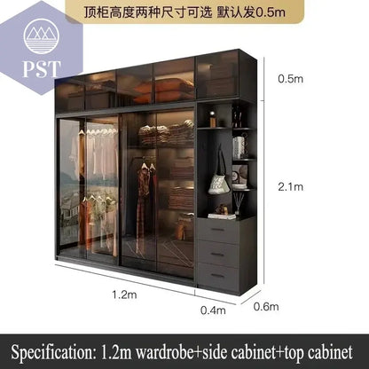Kleiderschrank Modul Schrank Ankleide für Schlafzimmer Glasschrank PST PS Tradings Möbel PST PS Tradings 160x60x260cm PST PS Tradings