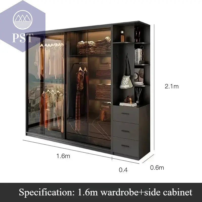 Kleiderschrank Modul Schrank Ankleide für Schlafzimmer Glasschrank PST PS Tradings Möbel PST PS Tradings 200x60x210cm PST PS Tradings
