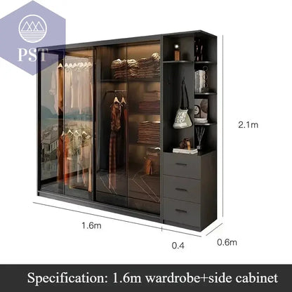 Kleiderschrank Modul Schrank Ankleide für Schlafzimmer Glasschrank PST PS Tradings Möbel PST PS Tradings 200x60x210cm PST PS Tradings