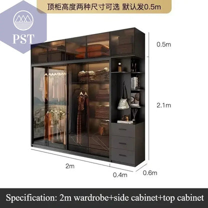 Kleiderschrank Modul Schrank Ankleide für Schlafzimmer Glasschrank PST PS Tradings Möbel PST PS Tradings 240x60x260cm PST PS Tradings