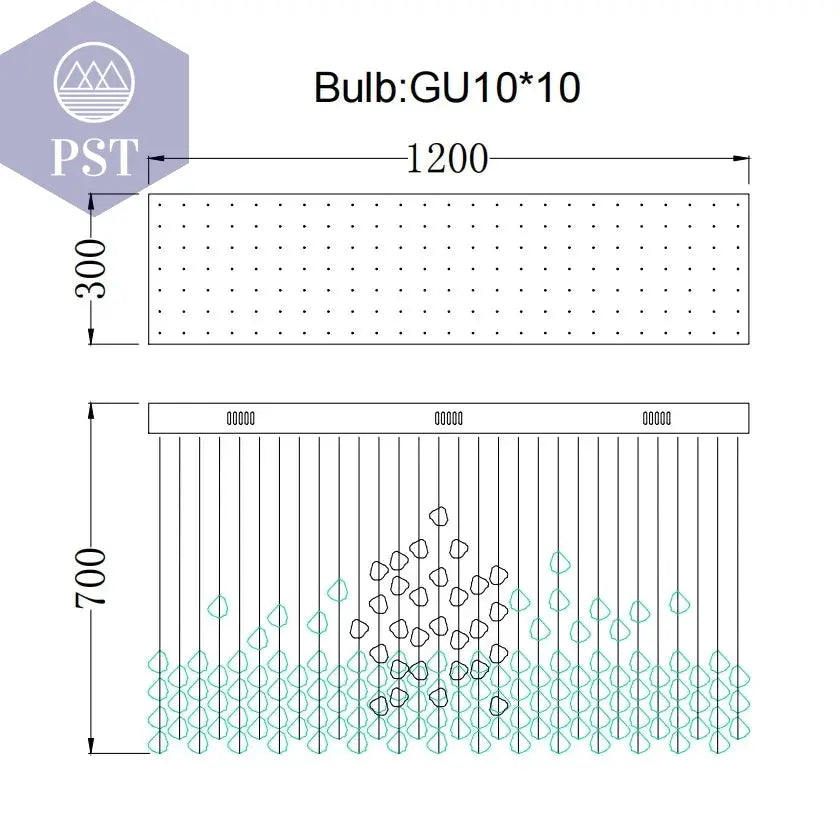 Luxuriöse LED Kristall Deckenleuchte Entrée Wohnzimmer Deckenbeleuchtung PST PS Tradings Deckenleuchte PST PS Tradings Blue-Stone-Warm-Light-L120xW30xH70cm PST PS Tradings