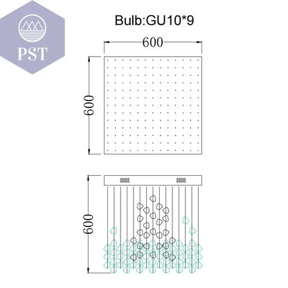 Luxuriöse LED Kristall Deckenleuchte Entrée Wohnzimmer Deckenbeleuchtung PST PS Tradings Deckenleuchte PST PS Tradings Blue-Stone-Warm-Light-L60xW60xH60cm PST PS Tradings