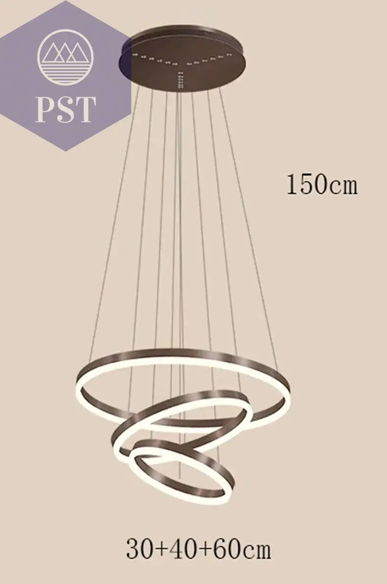 Moderne LED Pendelleuchte für Esszimmer Wohnzimmer Beleuchtung Deckenleuchter PST PS Tradings Pendelleuchte PST PS Tradings 3-rings-RC-remote-dimming PST PS Tradings