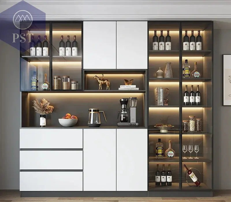 Moderne Wohnzimmerschrank mit Glastüren PST PS Tradings  PST PS Tradings 240x40x220cm-Q PST PS Tradings