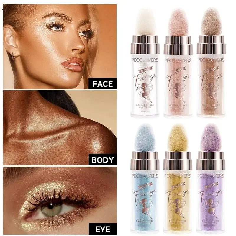 Shimmer Fairy Powder White Loose Highlighter Face Body Glitter Wand Makeup Bronzer Illuminator Cosmetic - Property & Safety Tradings